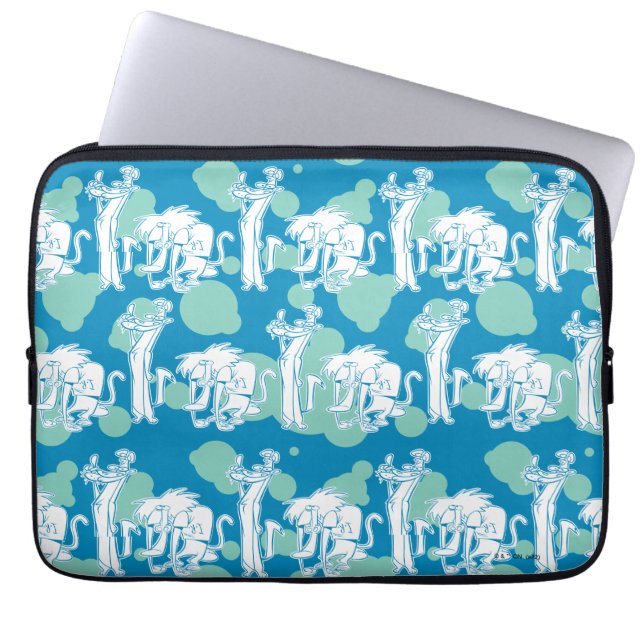 Tekenpatroon en Baboon Blue Laptop Sleeve (Voorkant)