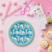 Tekenpatroon en Baboon Blue Papieren Bordje (Feest)