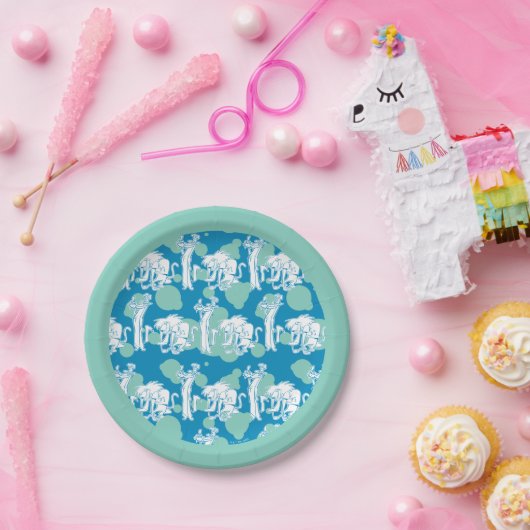 Tekenpatroon en Baboon Blue Papieren Bordje (Feest)