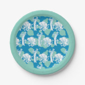 Tekenpatroon en Baboon Blue Papieren Bordje (Voorkant)