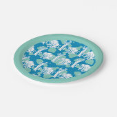 Tekenpatroon en Baboon Blue Papieren Bordje (Gekanteld)