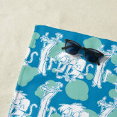 Tekenpatroon en Baboon Blue Strandlaken (In situ)