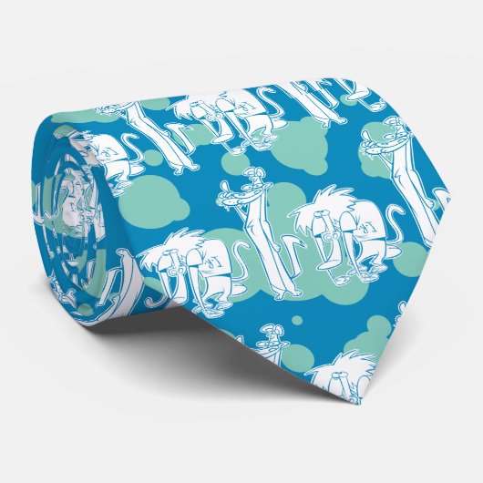 Tekenpatroon en Baboon Blue Stropdas (Opgerold)