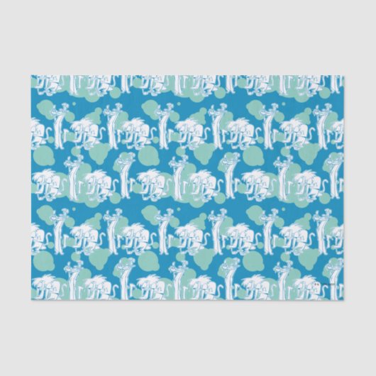 Tekenpatroon en Baboon Blue Tissuepapier (Voorkant)