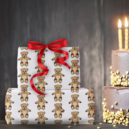 Tekenpatroon voor een knuffelbeer voor kinderen cadeaupapier