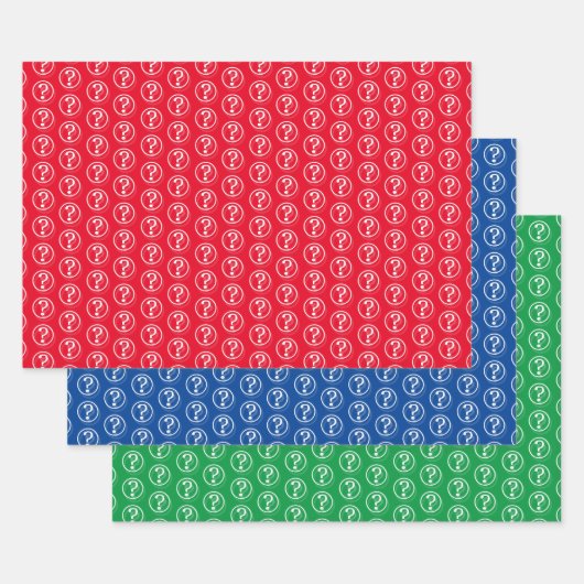 Tekenpatroon voor witte vragen 3D Inpakpapier Vel (Set)
