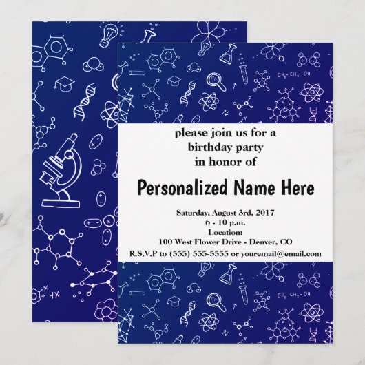 Tekenpatroon wetenschap/chemie kaart (Voorkant / Achterkant)