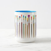 Tekenpenselen in meerdere kleuren tweekleurige koffiemok (Center)
