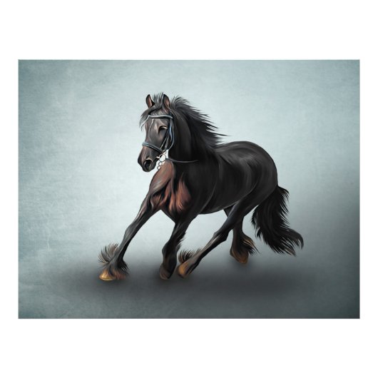 Tekenportret paard foto afdruk (Voorkant)