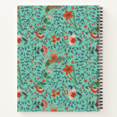 Tekenrode bloemrijke monogramnaam notitieboek (Achterkant)