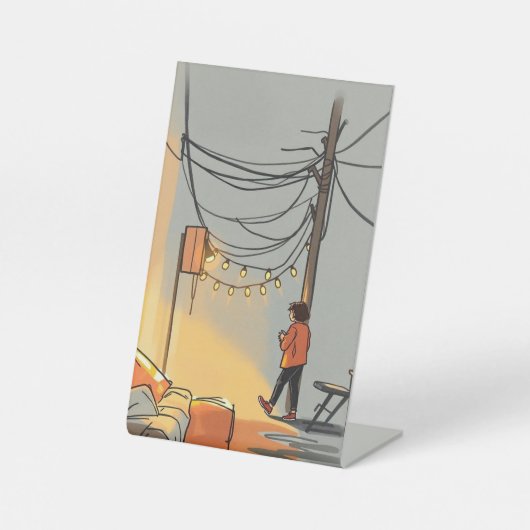 Tekens op het tafelblad reclamebord met voetstuk (Voorkant)