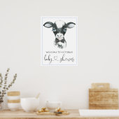 Tekens van Boerderij Koe Baby shower van jongen Poster (Keuken)