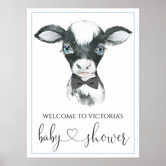 Tekens van Boerderij Koe Baby shower van jongen Poster (Voorkant)