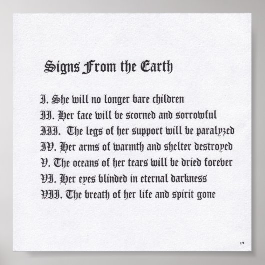 Tekens Van De Aarde Poster (Voorkant)