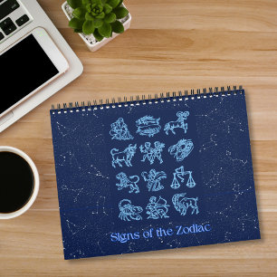 Tekens van de Dierenriem op Middernachtblauw Kalender