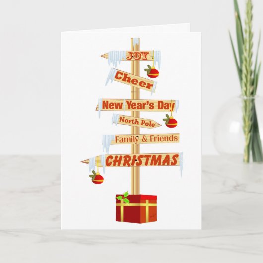 Tekens van Kerstmis Feestdagen Kaart (Voorkant)
