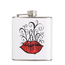 Tekenstijl Tattoo vreemde lips inkt Heupfles