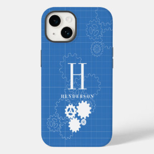 Tekenstijl voor technisch blueprint met eigen mono iPhone 14 hoesje