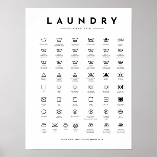 Tekensymbolen wasgoed poster (Voorkant)