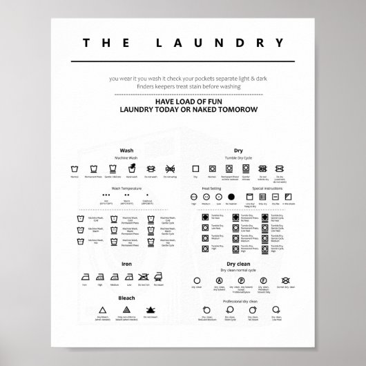 Tekensymbolen wasgoed poster (Voorkant)