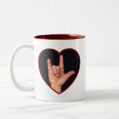 TEKENTAAL IK HOOP VAN JE HART, HAND TWEEKLEURIGE KOFFIEMOK (Links)