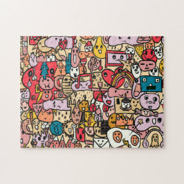 Tekenteken met tekenfilm met handtekening Kinder s Legpuzzel