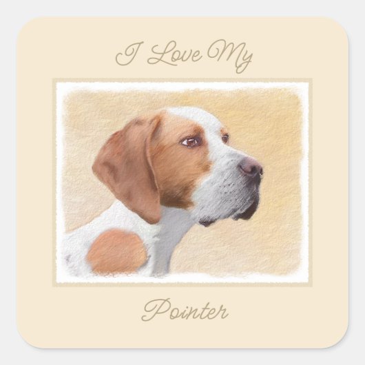 Tekenverf - Kute Original Dog Art Square St Vierkante Sticker (Voorkant)