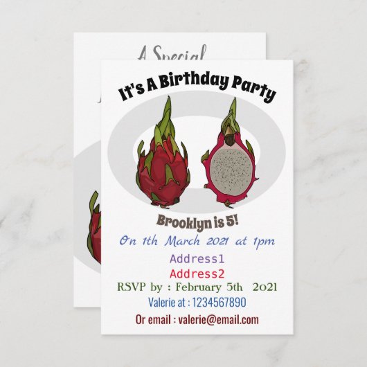 Tekenvruchtenafbeelding cartoon kaart (Voorkant / Achterkant)