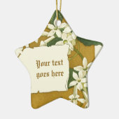 tekenwitte jasmijnsieremmer keramisch ornament (Links)