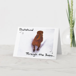 Tekkel door Sneeuw die door de Sneeuw stormen Feestdagen Kaart