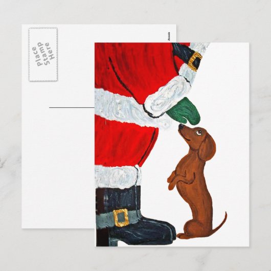 Tekkel en Kerstman Feestdagenkaart (Voorkant / Achterkant)