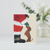 Tekkel en Kerstman Feestdagenkaart (Staand voorkant)