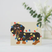 Tekkel in de Lichten Blk die van Kerstmis/Tan Feestdagenkaart (Staand voorkant)