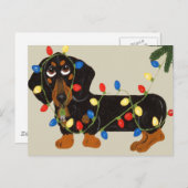 Tekkel in de Lichten Blk die van Kerstmis/Tan Feestdagenkaart (Voorkant / Achterkant)