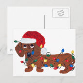 Tekkel in (de Rode die) Lichten van Kerstmis wordt Feestdagenkaart (Voorkant / Achterkant)