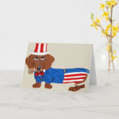 Tekkel in Oom Sam Suit Kaart (Gele Bloem)