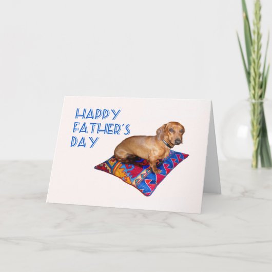 Tekkel op kussen, Gelukkig Vaderdag Kaart (Voorkant)