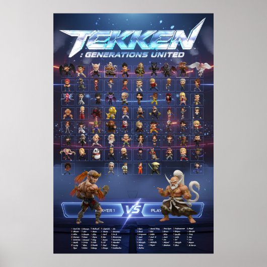 Tekken Chibi Characters Vertical Wall Poster (Voorkant)