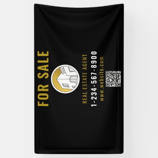 Tekoop Vastgoedmakelaar Modern Logo Deur Spandoek (Verticaal)