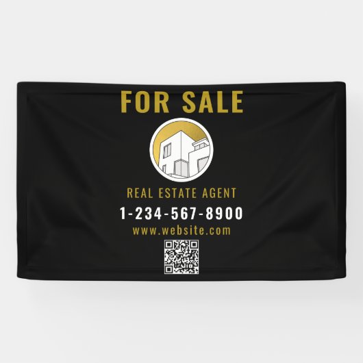 Tekoop Vastgoedmakelaar Modern Logo Deur Spandoek (Horizontaal)