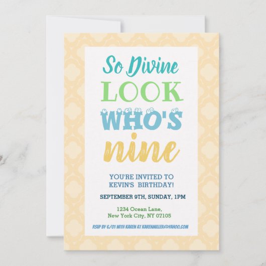 Tekst 9e verjaardag uitnodiging (Voorkant)