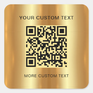 Tekst Aangepaste Sjabloon Gold Look Scannable QR C Vierkante Sticker