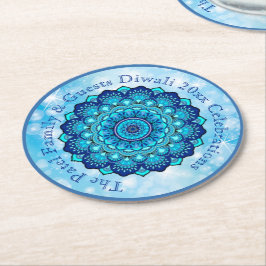 Tekst aanpassen Diwali Blue wijzigen Ronde Kartonnen Onderzetter
