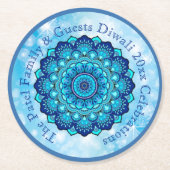 Tekst aanpassen Diwali Blue wijzigen Ronde Kartonnen Onderzetter (Voorkant)