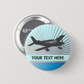 Tekst aanpassen - Lage vleugelvliegtuig Ronde Button 5,7 Cm (Voorkant /achterkant)