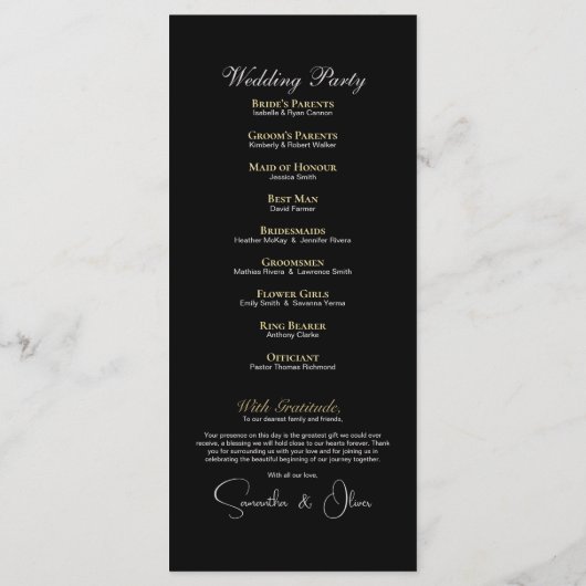 Tekst Alleen Minimale Trouwprogramma Programmakaart (Achterkant)