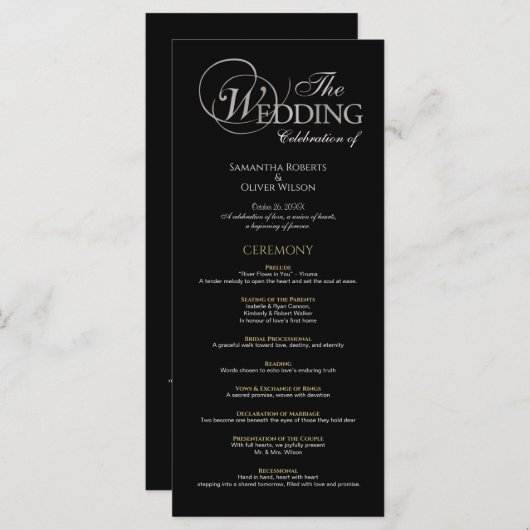 Tekst Alleen Minimale Trouwprogramma Programmakaart (Voorkant / Achterkant)