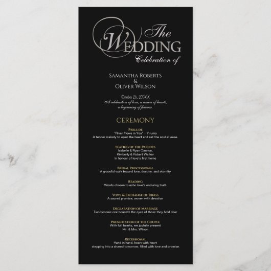 Tekst Alleen Minimale Trouwprogramma Programmakaart (Voorkant)