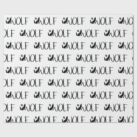 Tekst Art Word Wolf Voetafdrukken Tracks Dier Cadeaupapier (Vlak)