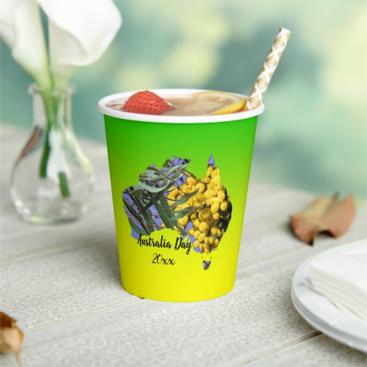 Tekst Australië dag gum lef Wattle bewerken Papieren Bekers (Insitu)